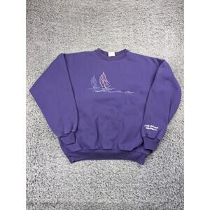 Vintage Lake Quinault Washington Sweater Adult Large Purple Embroidered USA Made